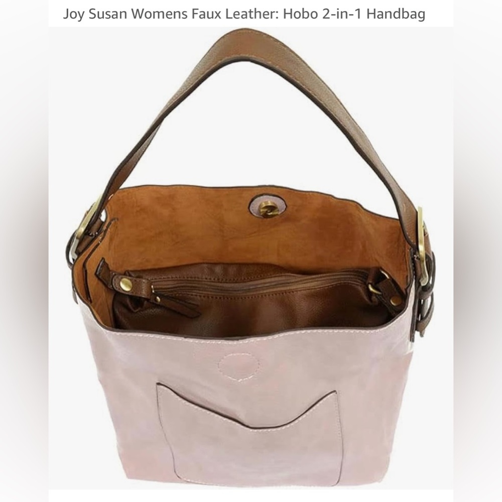 Joy Susan Hobo Bag in Rosewater Pink Soft Vegan Leather 2 in 1 Handbag Classic - Picture 2 of 16